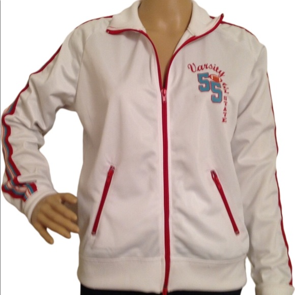 RUE 21 WARM UP JACKET LARGE WHITE RED AND TEAL - Picture 4 of 9